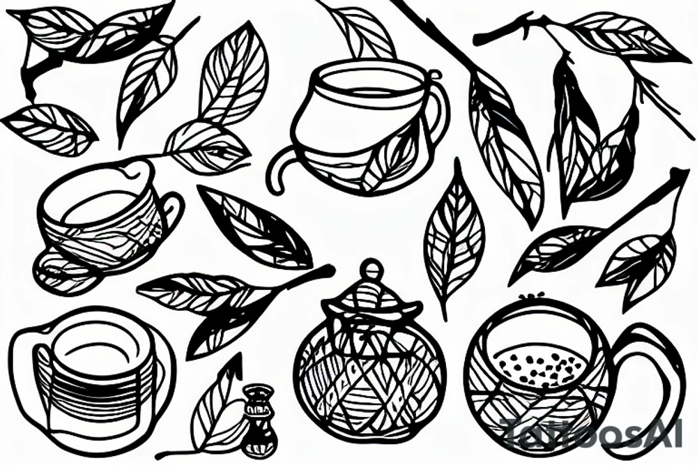 ripe olive with Olive branch around turkish glass of tea tattoo idea