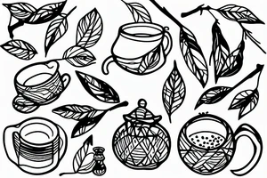 ripe olive with Olive branch around turkish glass of tea tattoo idea