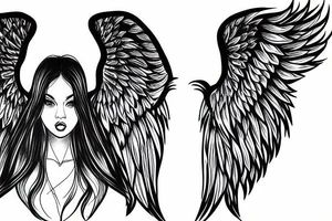 Angel girl,  full growth, big wings tattoo idea
