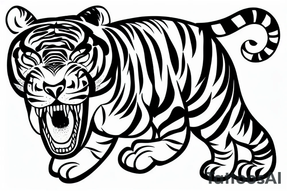 a mighty tiger walking in the jungles tattoo idea