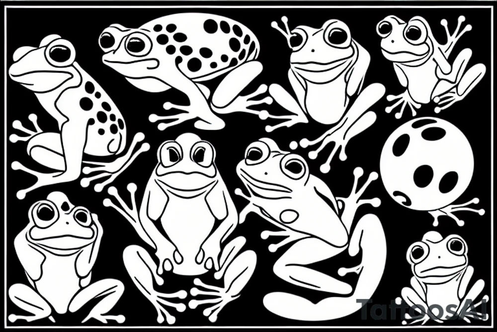 Frog with ball tattoo idea