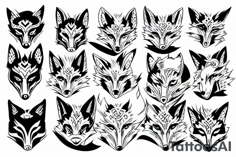 Japanese demon fox, nine tiled fox tattoo idea