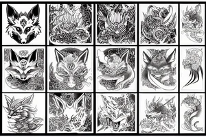 Japanese demon fox, nine tiled fox tattoo idea