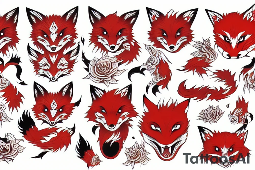 Japanese demon fox, nine tiled fox tattoo idea
