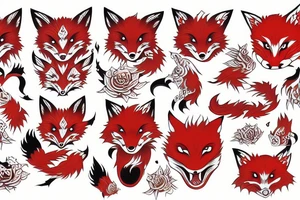 Japanese demon fox, nine tiled fox tattoo idea