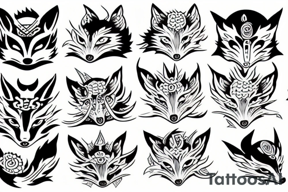 Japanese demon fox, nine tiled fox tattoo idea
