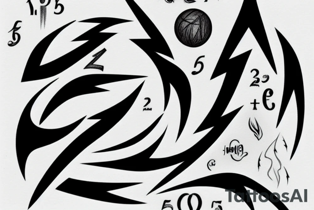 number 7 in the form of lightning tattoo idea