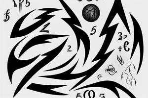 number 7 in the form of lightning tattoo idea