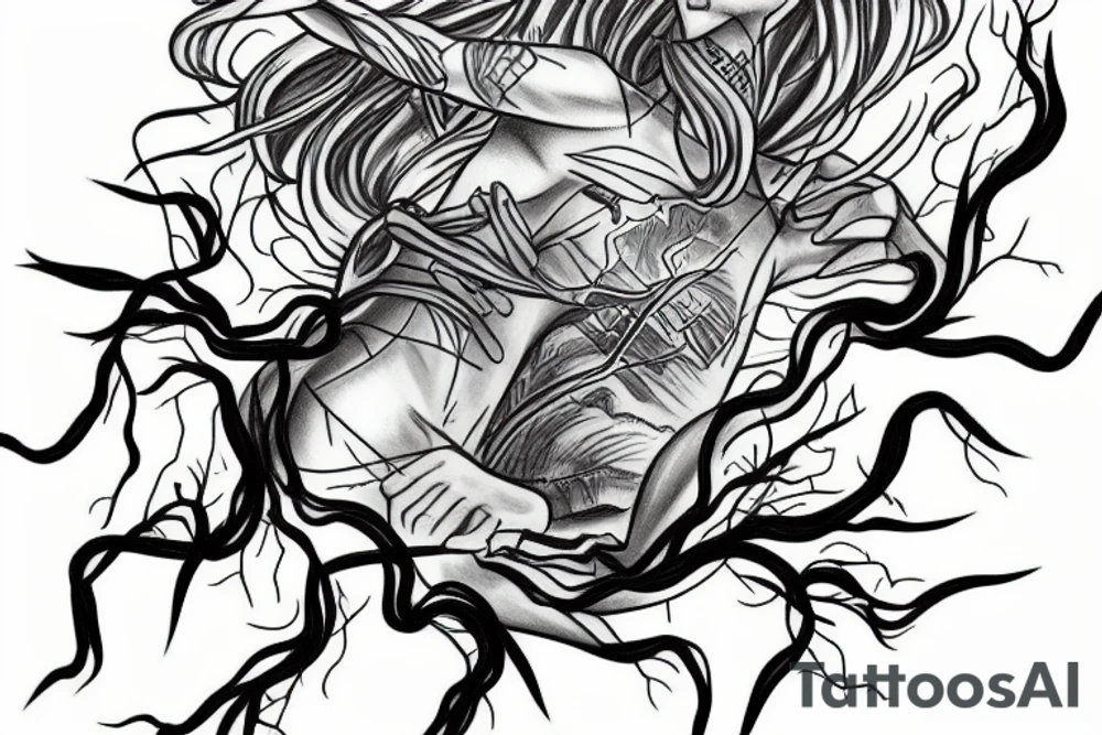 number 7 in the form of lightning tattoo idea