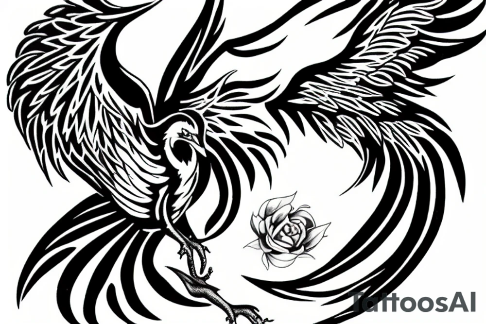 Phoenix in fire tattoo idea