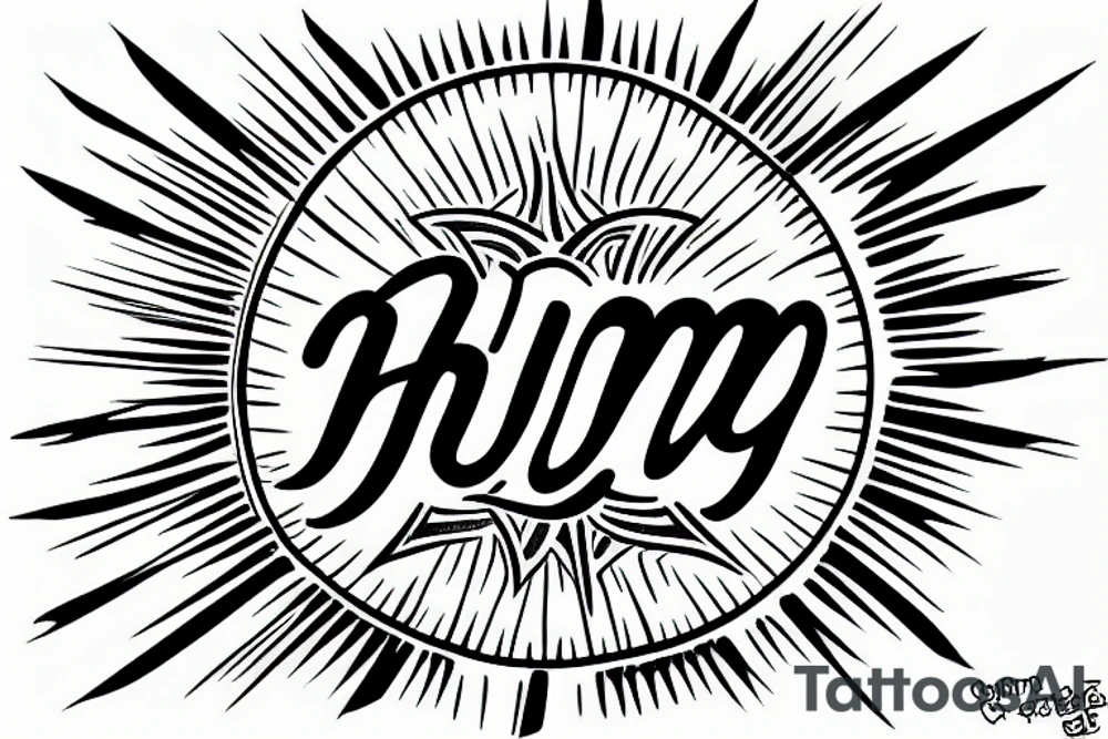 hum sign inside the sun tattoo idea