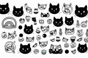 Black cat with funny sweater tattoo idea