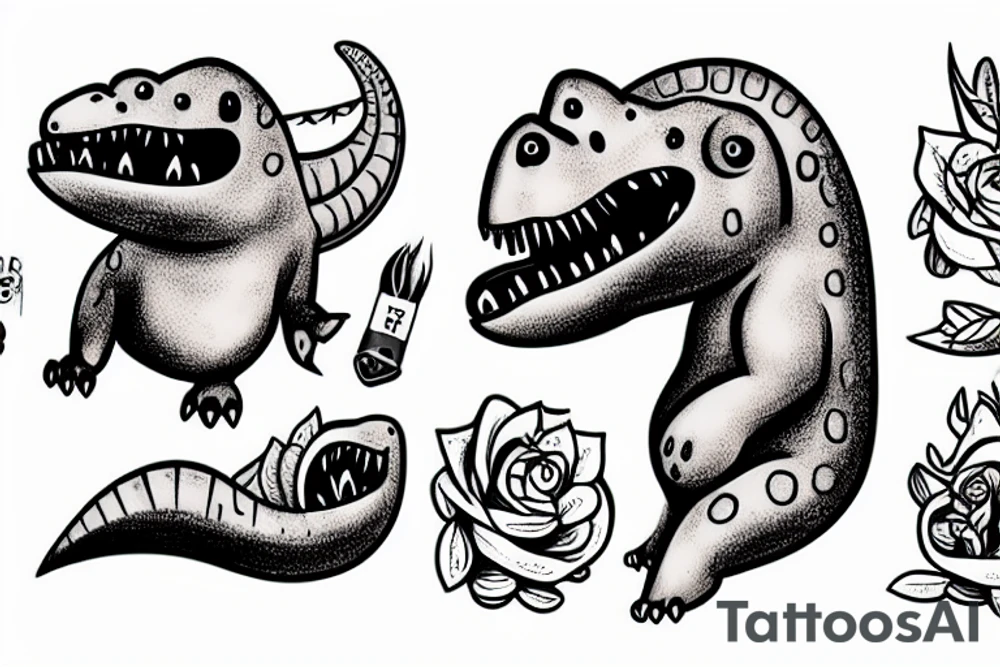 Little cute dinosaur with a big head tattoo idea