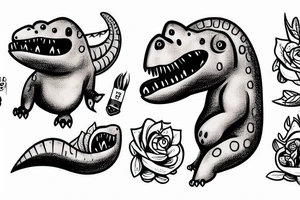 Little cute dinosaur with a big head tattoo idea