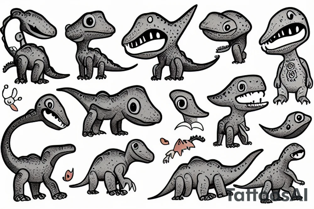 Little cute dinosaur with a big head tattoo idea