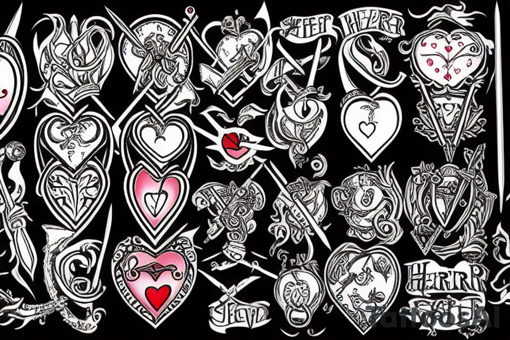 Heart pierced by swords tattoo idea