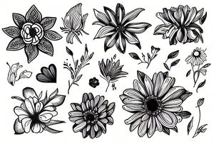 Dasha Nastia flying flowers tattoo idea