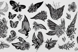 Dasha Nastia flying flowers tattoo idea