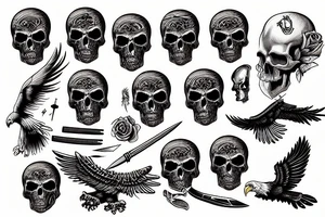 Death, Eagle, skull, knife, pain, blood, strong, sad tattoo idea