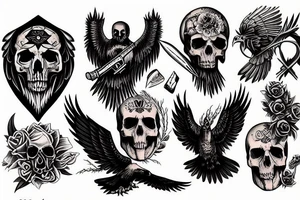 Death, Eagle, skull, knife, pain, blood, strong, sad tattoo idea