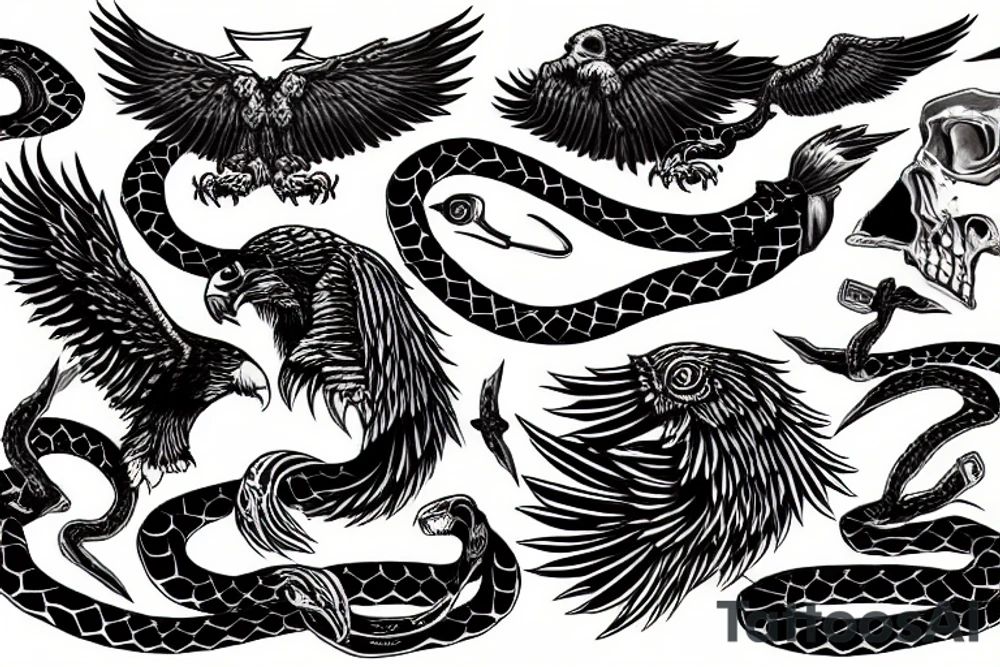 Death Eagle eating a snake tattoo idea