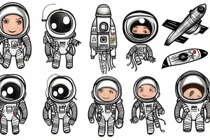 astronaut and rocket tattoo idea