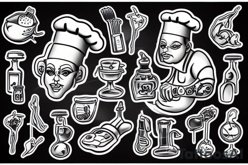 chef in the kitchen tattoo idea