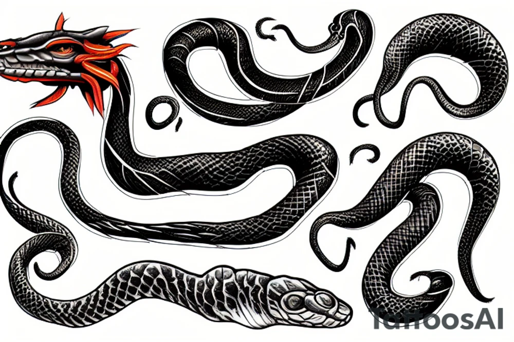 snake in fire tattoo idea