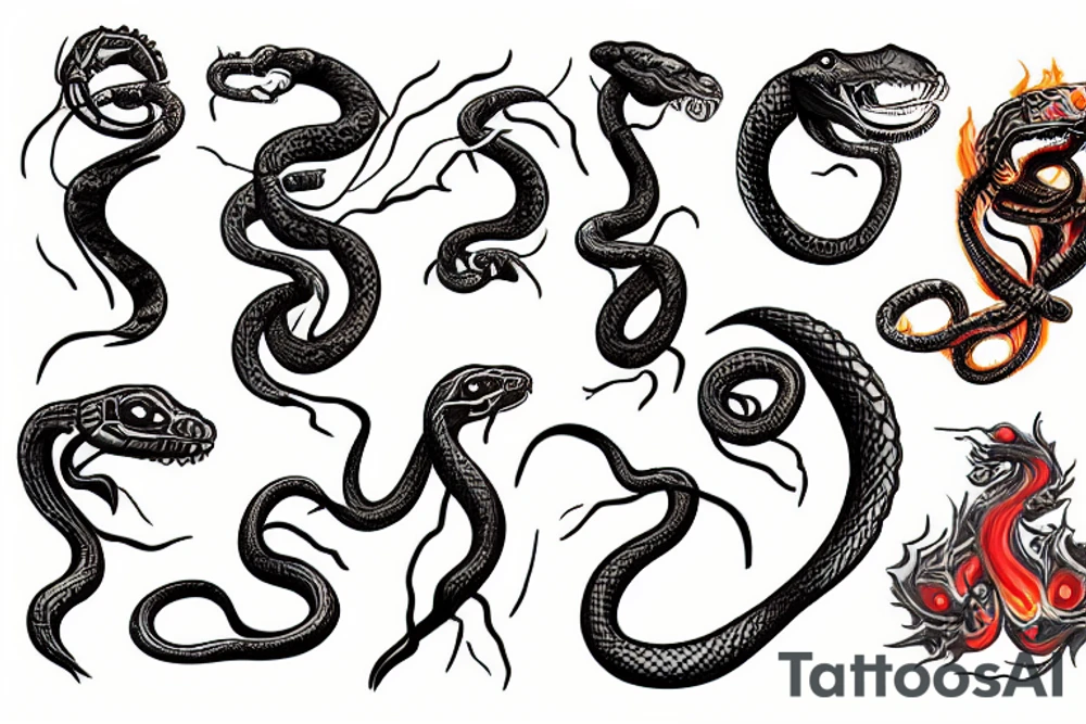 snake in fire tattoo idea
