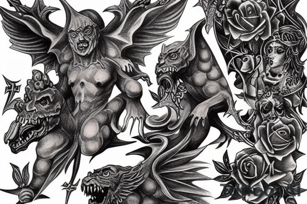 Gothic gargoyle tattoo idea