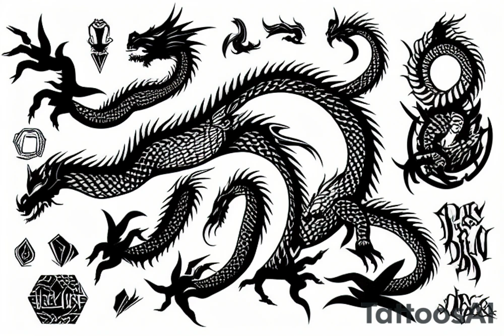 dragon in full swing tattoo idea