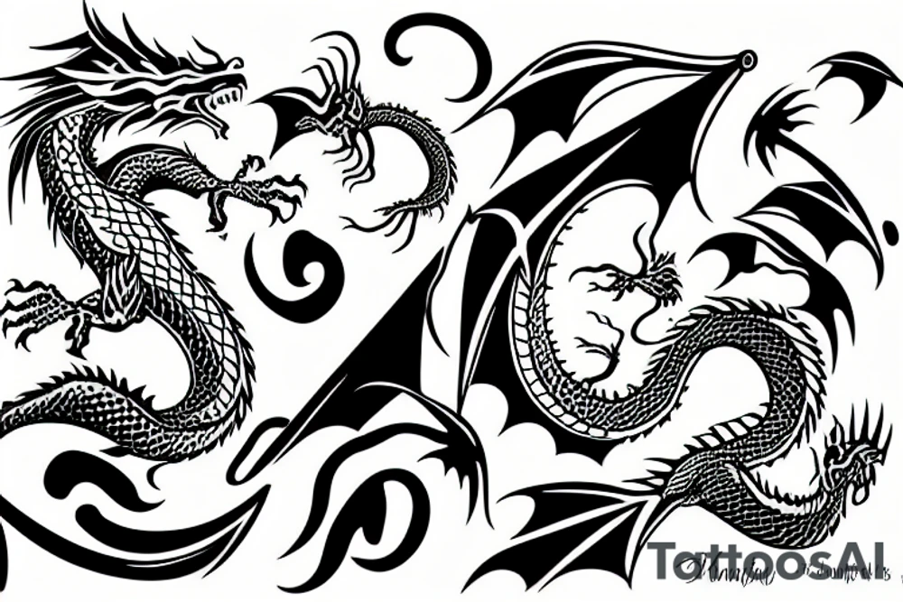 dragon in full swing tattoo idea