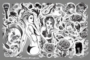 girl in bathtub with foam tattoo idea