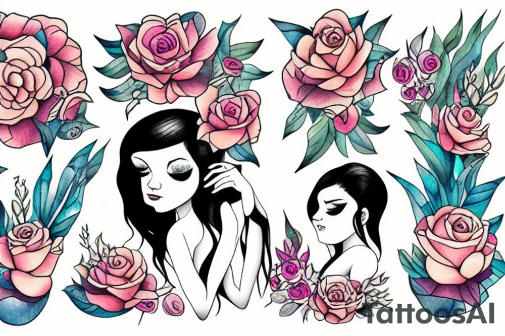 girl in bathtub with foam tattoo idea