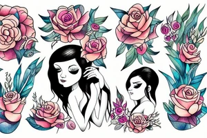 girl in bathtub with foam tattoo idea