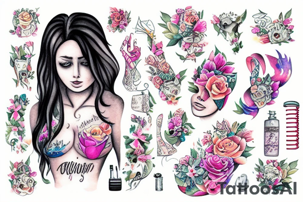 girl in bathtub with foam tattoo idea