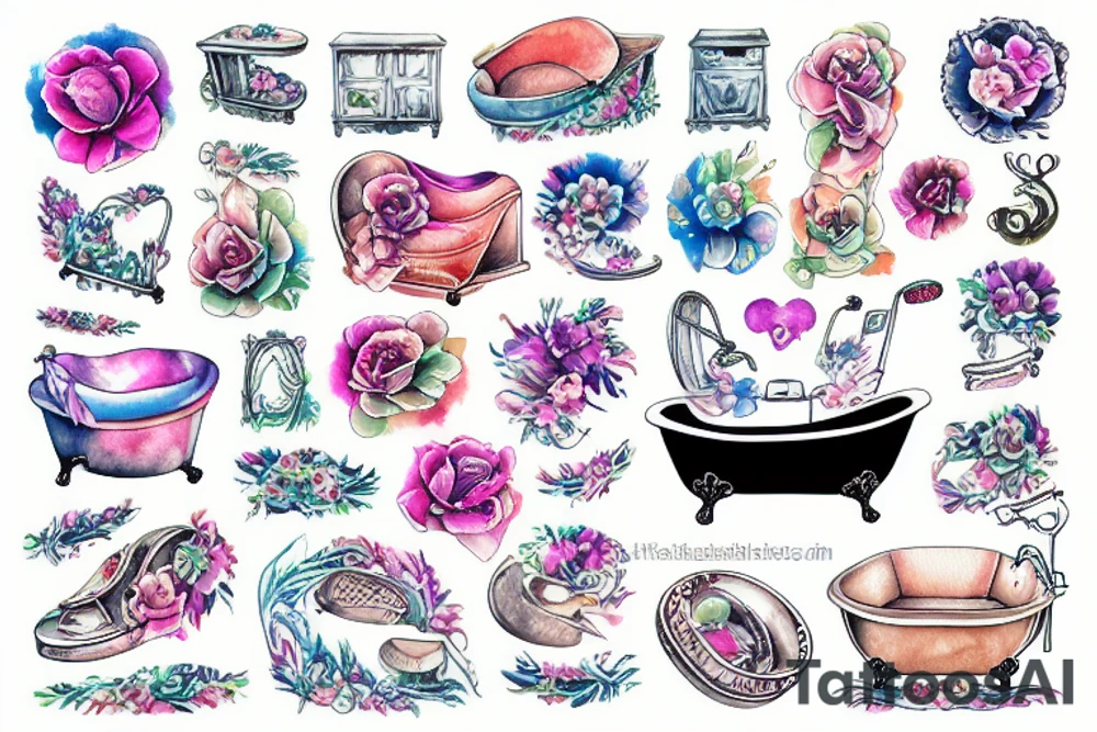 bathtub with foam tattoo idea