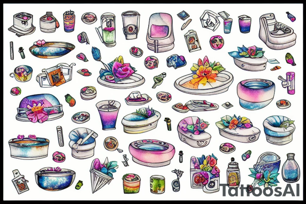 bathtub with foam tattoo idea