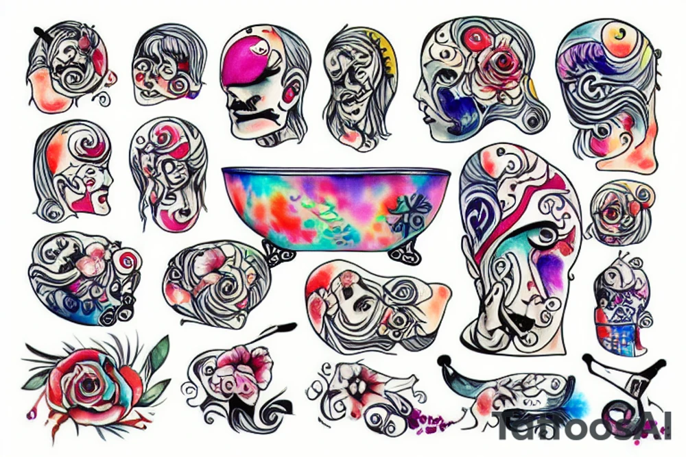 bathtub with foam tattoo idea