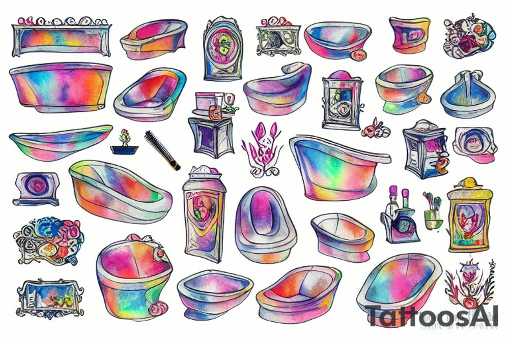 bathtub with foam tattoo idea