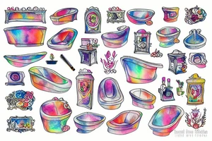 bathtub with foam tattoo idea