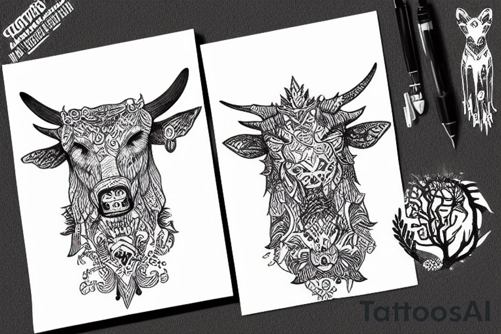 House of the wild cattle tattoo idea