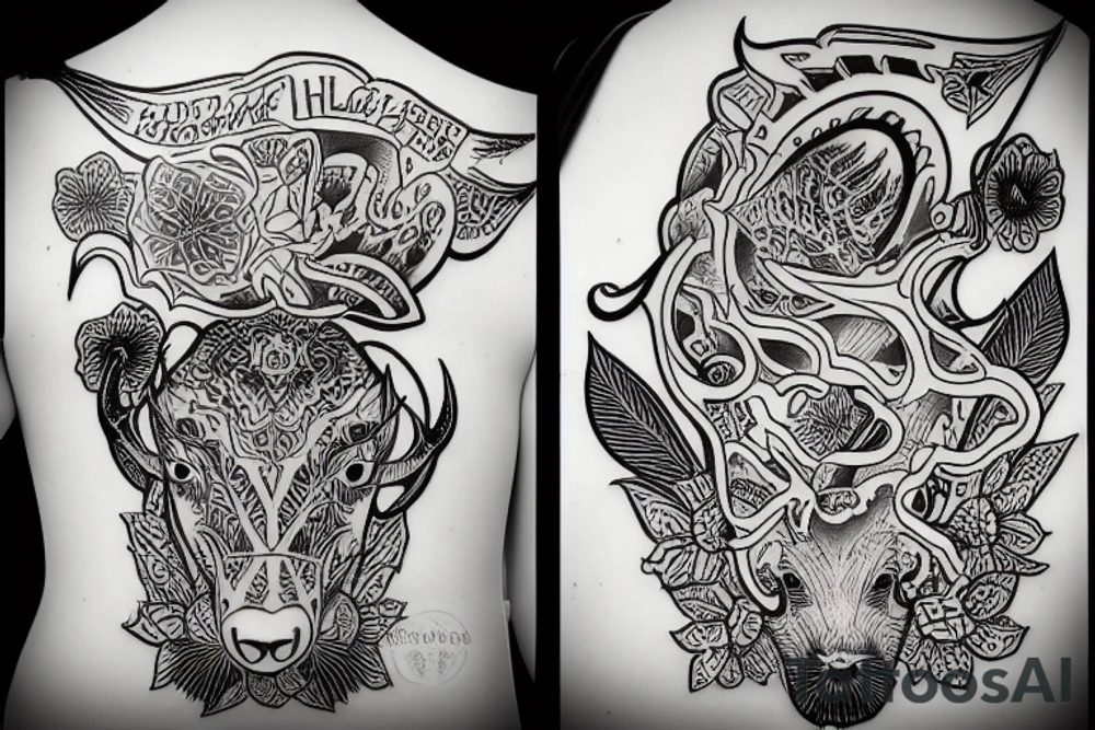 House of the wild cattle tattoo idea