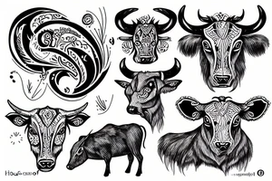 House of the wild cattle tattoo idea