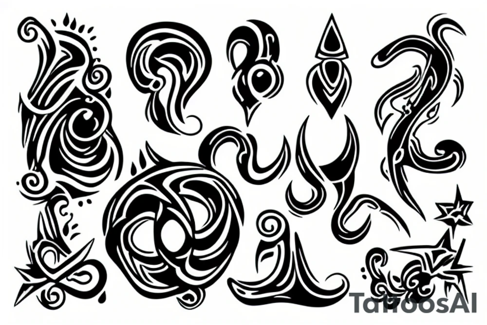 abstraction with small elements and a statue tattoo idea abstraction with small elements and a statue tattoo idea