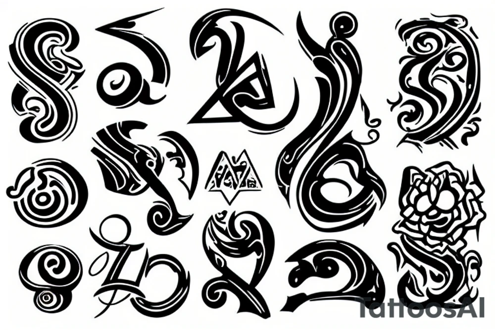 abstraction with small elements and a statue tattoo idea