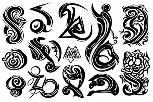 abstraction with small elements and a statue tattoo idea
