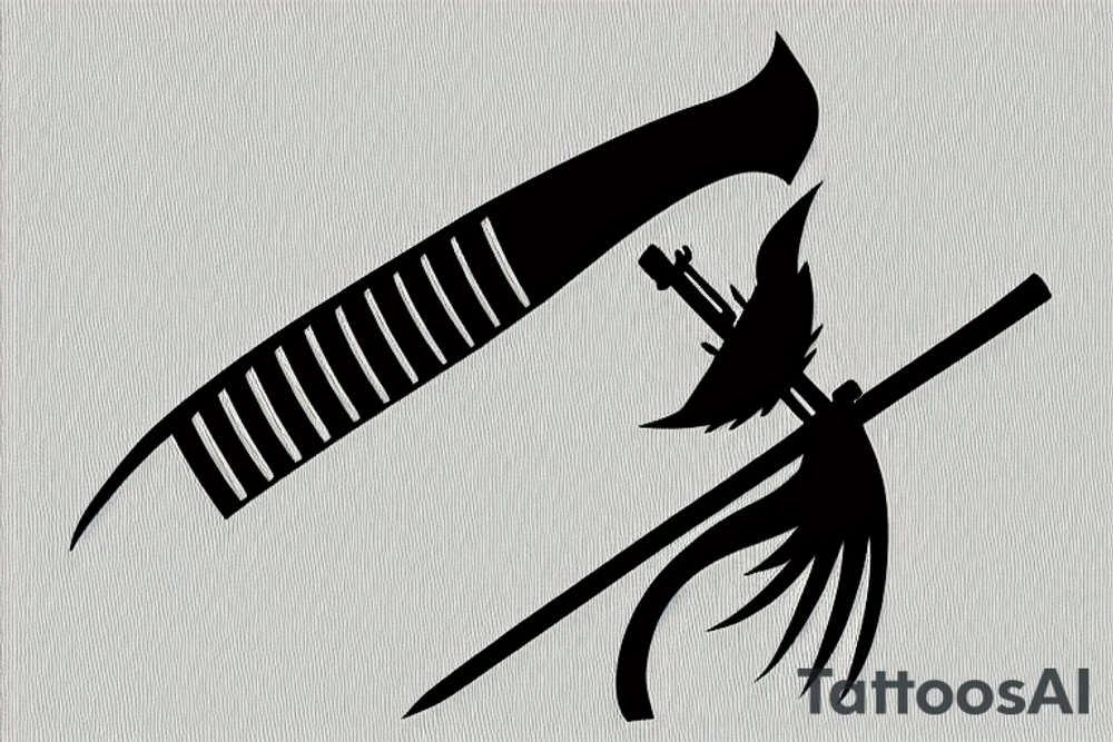 crane with a katana in the background of the sun tattoo idea