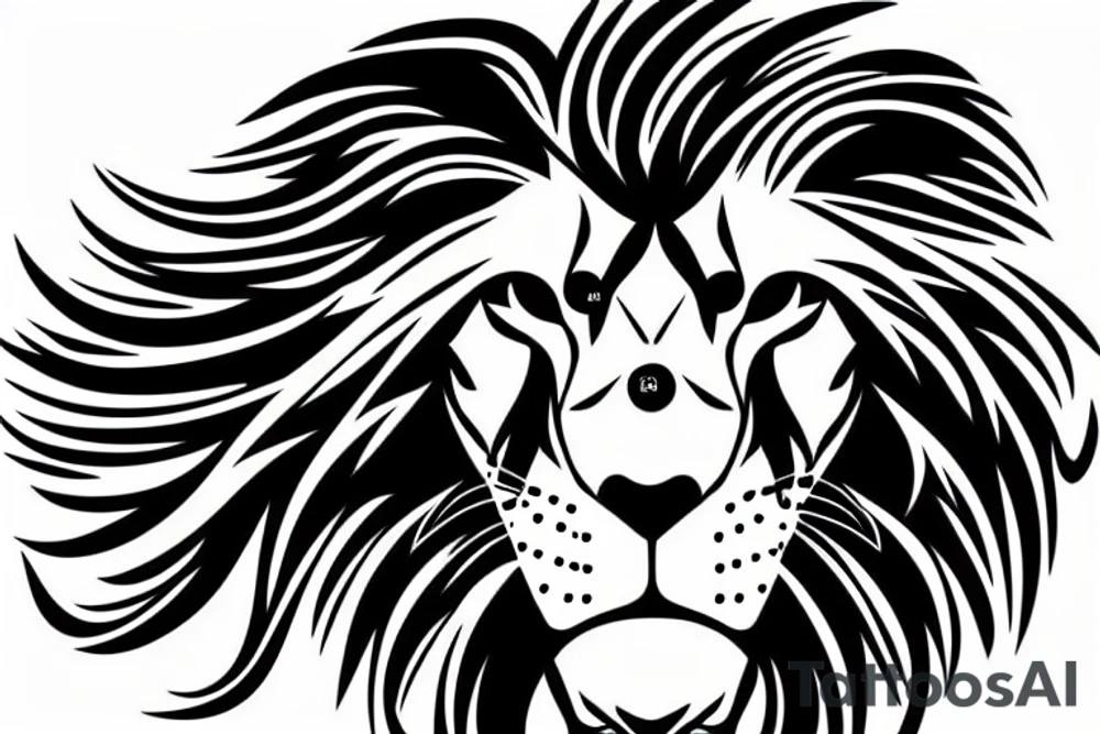 Dotted half face of a lion with the other half sketchy tattoo idea