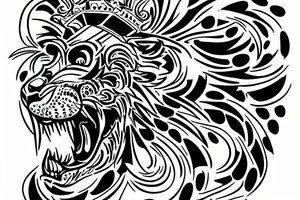Dotted half face of a lion with the other half sketchy tattoo idea
